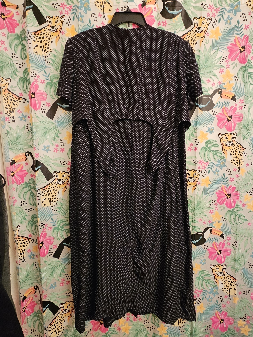 Vintage-Inspired Polka Dot Button-Front Dress with Lace Collar - Picture 3 of 11